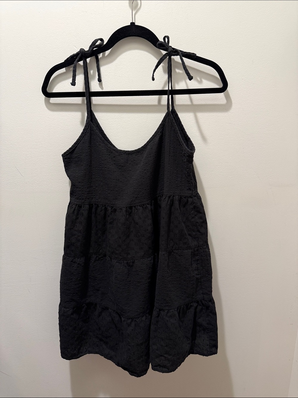 Cotton On black tiered strappy mini dress in size 6